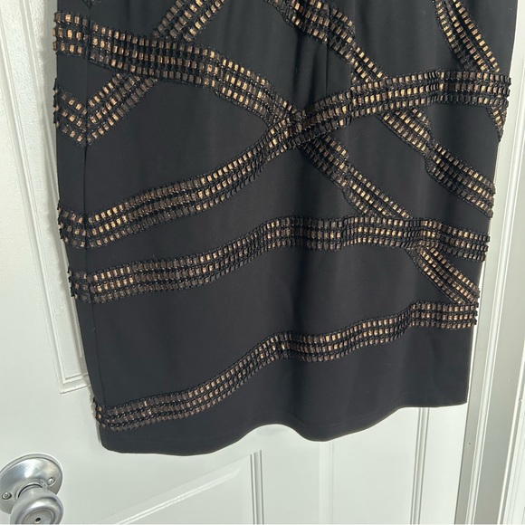 Tadashi Shoji women’s large black metallic foil stripe textured dress career - Picture 10 of 12